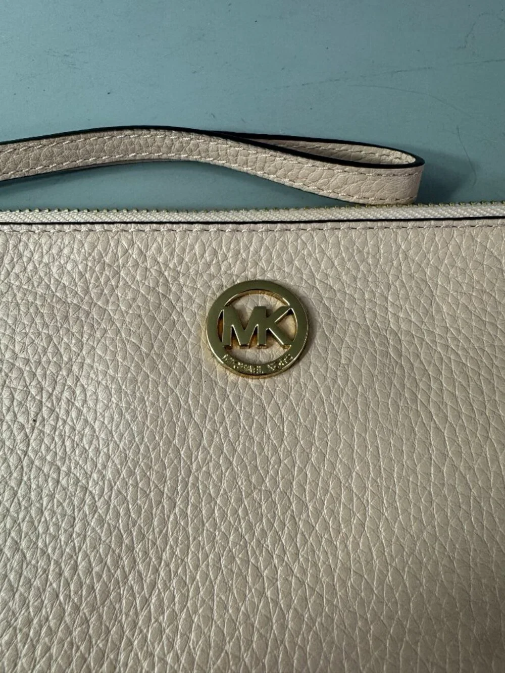 Michael Michael Kors Blush Pink Nude Beige Large Zip Clutch Wallet Wristlet